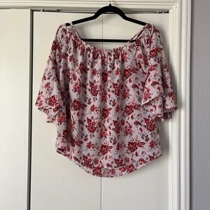 Crave Fame Floral Off Shoulder Top Ruffle‎ Bell Sleeve Blouse XL